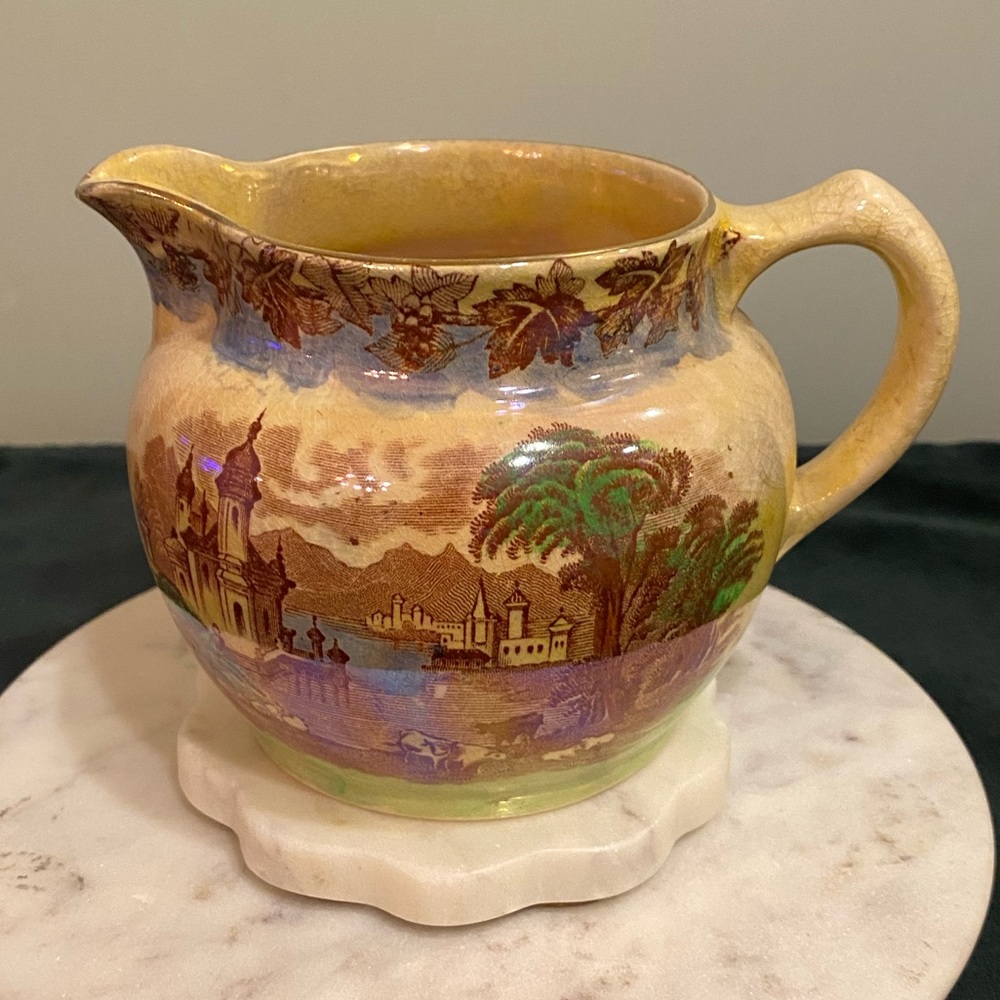 Antique Maling Newcastle on Tyne English Transfer Ware Porcelain Creamer Vintage